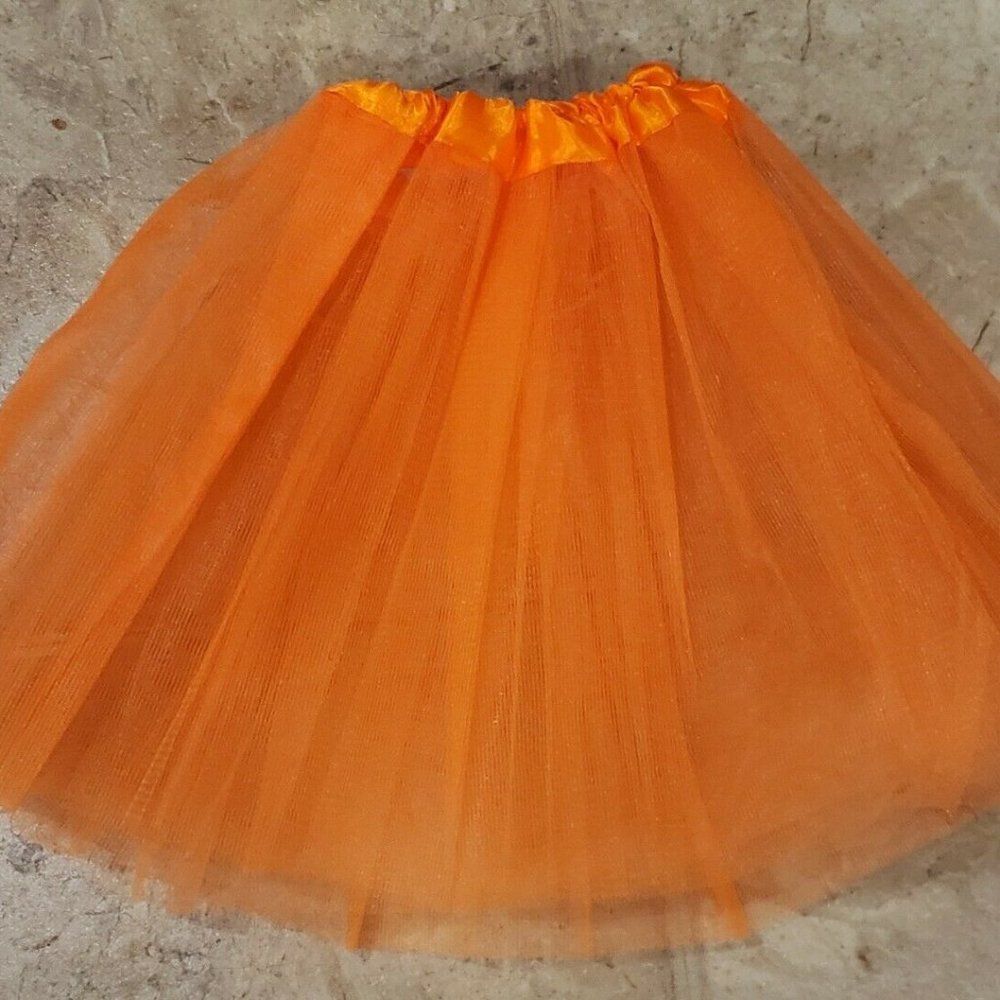 Kids Girls Elastic Waistband Layered Tutu Mesh Skirt Ballet Dance Party ORANGE